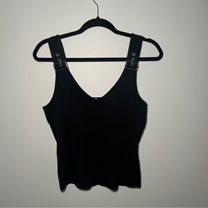 Express Black Tank Top with Buckle Strap Detail Size L